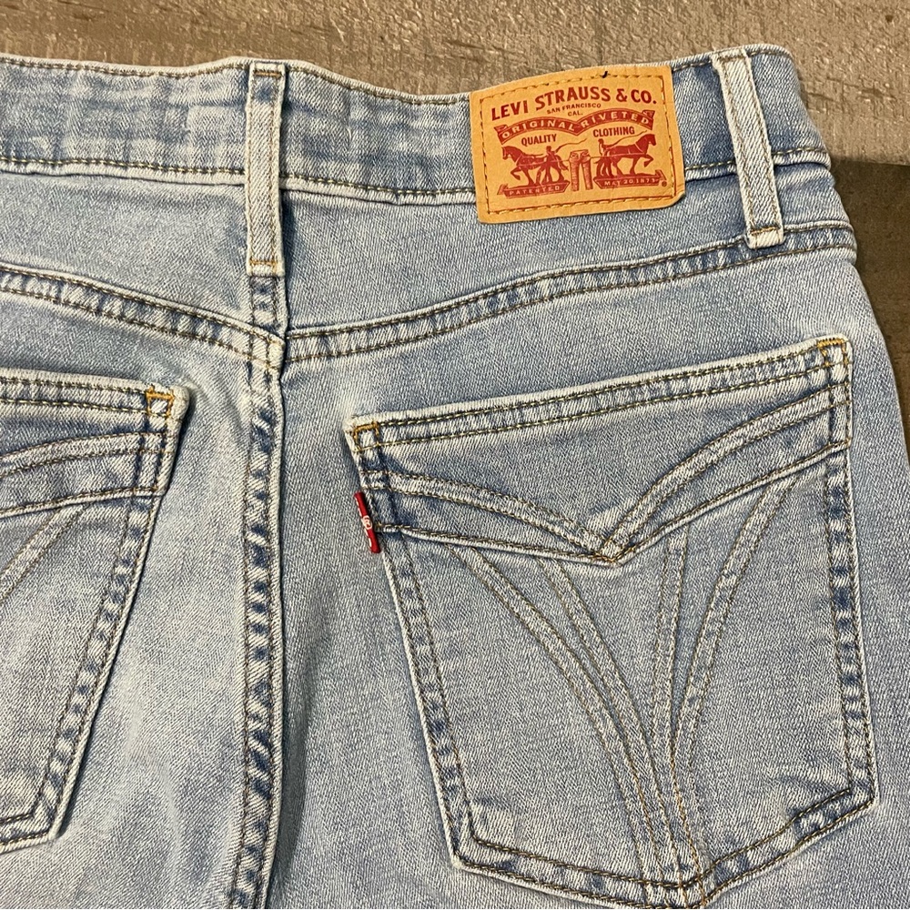 Levi’s 721 High Rise Skinny Jeans Raw Hem Cropped Women’s Size 29 Light Blue - Picture 7 of 10